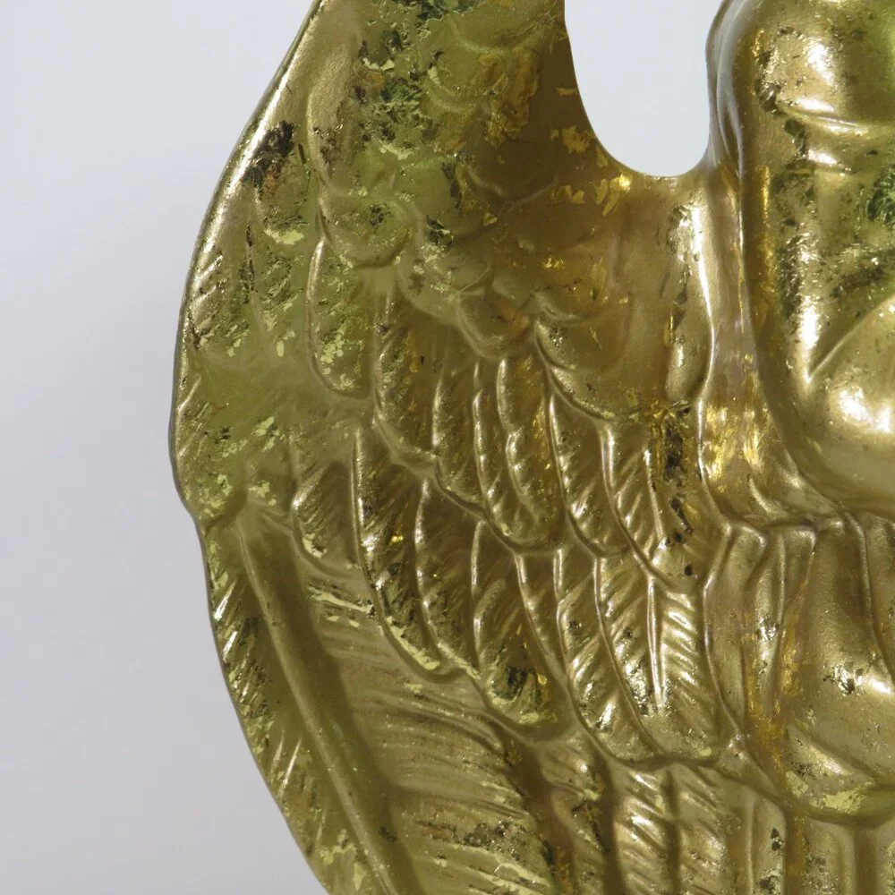 Gold Foil Ceramic Angel with candle holder 12